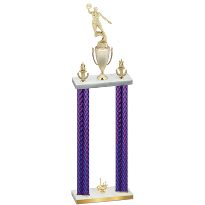 Double Purple Carbon Fiber First Place Basketball Trophy