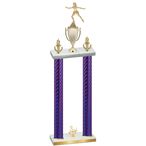 Double Purple Carbon Fiber Third Place Skater Trophy