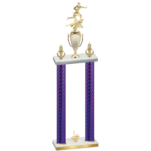 Double Purple Carbon Fiber First Place Flag Football Trophy