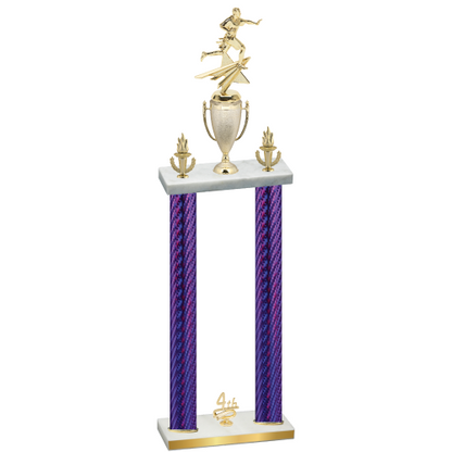 Double Purple Carbon Fiber Fourth Place Flag Football Trophy