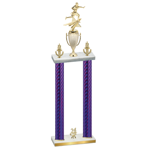 Double Purple Carbon Fiber Year Flag Football Trophy