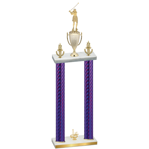 Double Purple Carbon Fiber First Place Golf Trophy