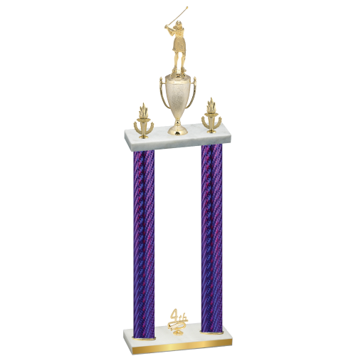 Double Purple Carbon Fiber Fourth Place Golf Trophy
