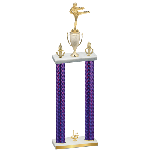Double Purple Carbon Fiber First Place Karate Trophy