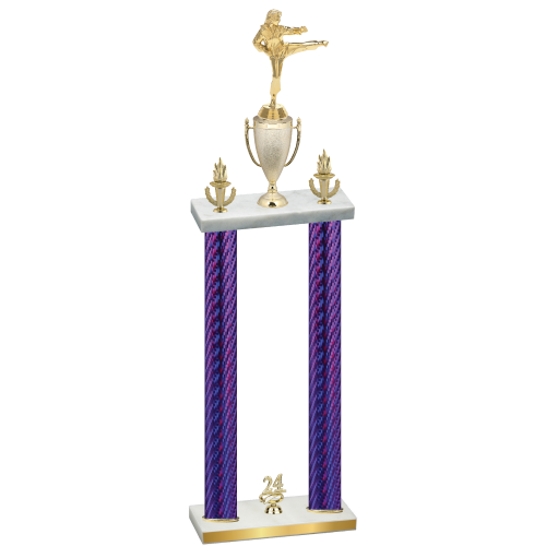 Double Purple Carbon Fiber Year Karate Trophy
