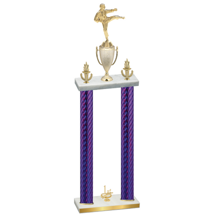 Double Purple Carbon Fiber First Place Karate Trophy