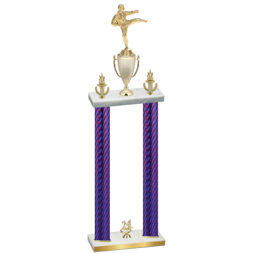 Double Purple Carbon Fiber Year Karate Trophy