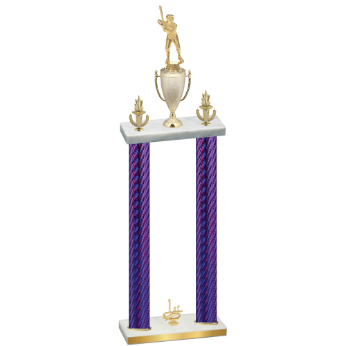 Double Purple Carbon Fiber First Place Baseball Trophy