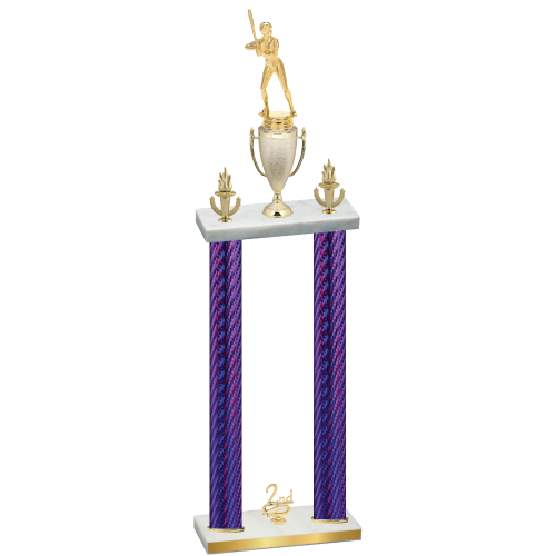 Double Purple Carbon Fiber Second Place Softball Trophy