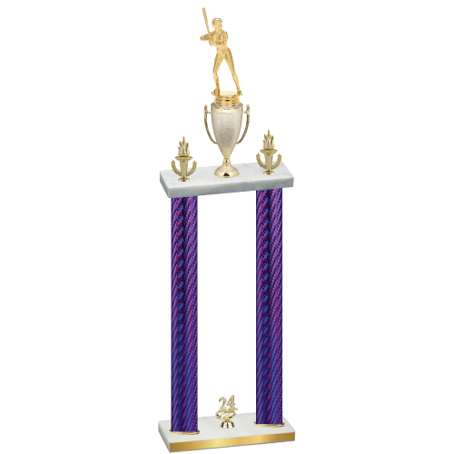 Double Purple Carbon Fiber Year Softball Trophy