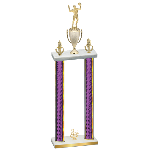 Double Purple Glacier Third Place Volleyball Trophy