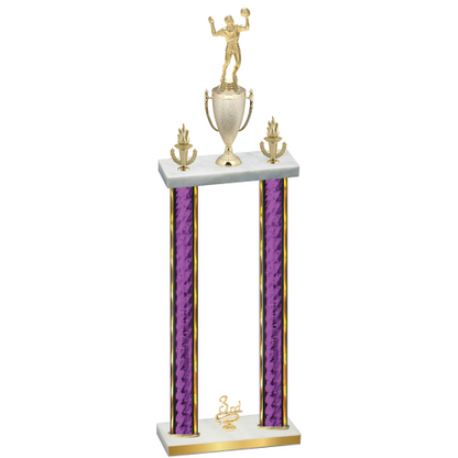 Double Purple Glacier Third Place Volleyball Trophy