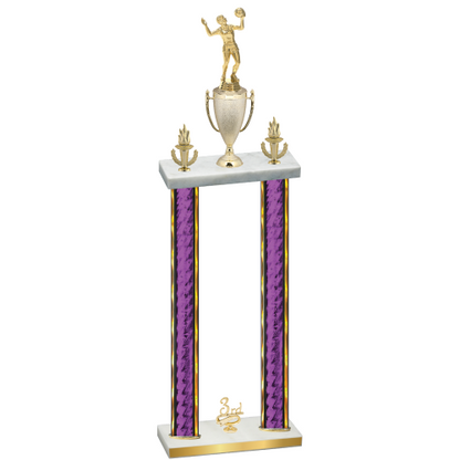 Double Purple Glacier Third Place Volleyball Trophy