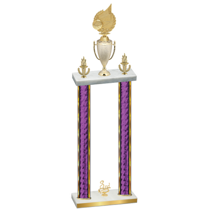Double Purple Glacier Third Place Volleyball Trophy