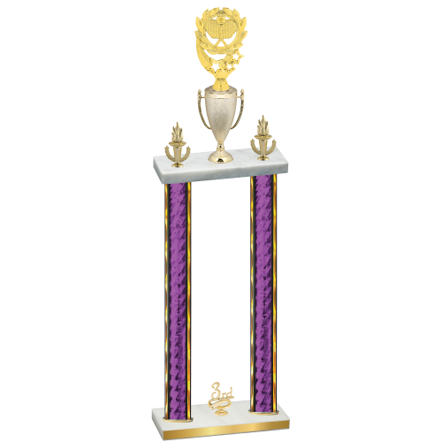 Double Purple Glacier Third Place Pickleball Trophy