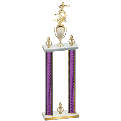 Double Purple Glacier Victory Flag Football Trophy