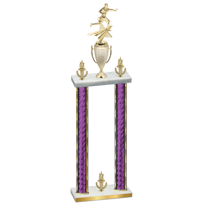 Double Purple Glacier Victory Flag Football Trophy