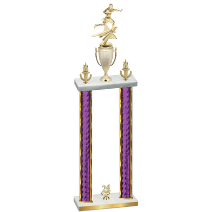 Double Purple Glacier Year Flag Football Trophy