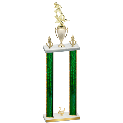 Double Green Glacier Second Place Football Trophy