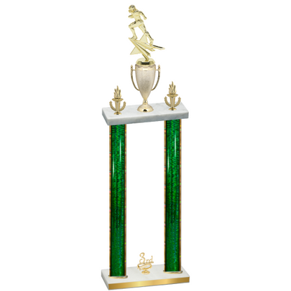 Double Green Glacier Third Place Football Trophy