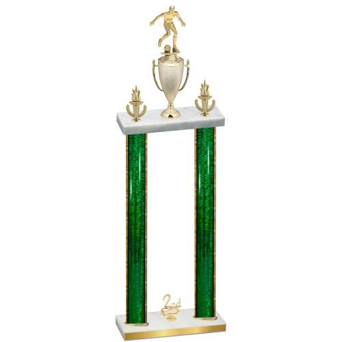 Double Green Glacier Second Place Soccer Trophy