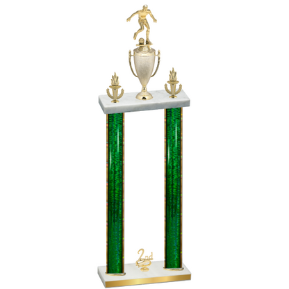 Double Green Glacier Second Place Soccer Trophy