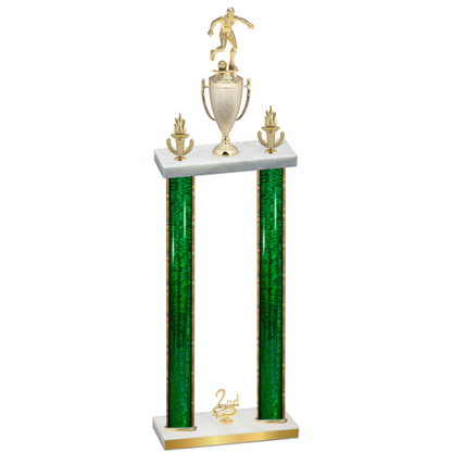 Double Green Glacier Second Place Soccer Trophy