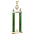 Double Green Glacier Third Place Soccer Trophy