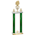 Double Green Glacier Third Place Soccer Trophy