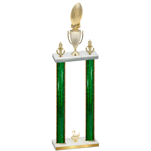 Double Green Glacier Second Place Football Trophy