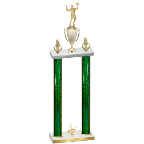 Double Green Glacier Third Place Volleyball Trophy