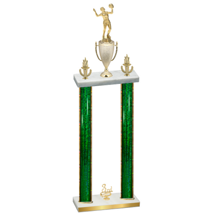 Double Green Glacier Third Place Volleyball Trophy