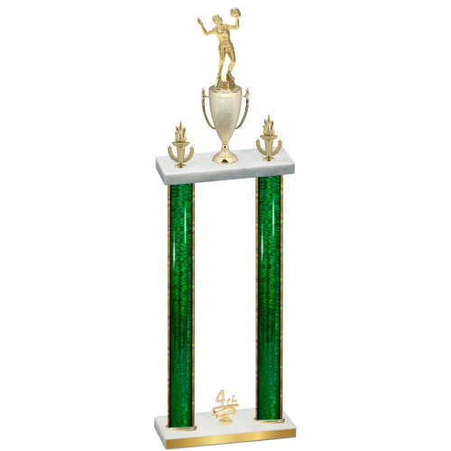Double Green Glacier Fourth Place Volleyball Trophy