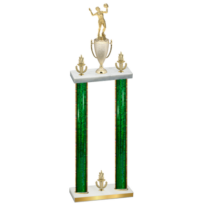 Double Green Glacier Victory Volleyball Trophy