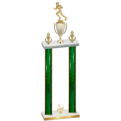 Double Green Glacier Third Place Football Trophy