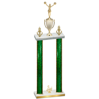 Double Green Glacier Third Place Cheerleading Trophy