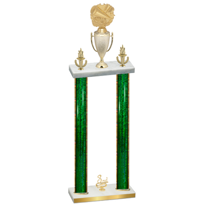 Double Green Glacier Third Place Cheerleading Trophy