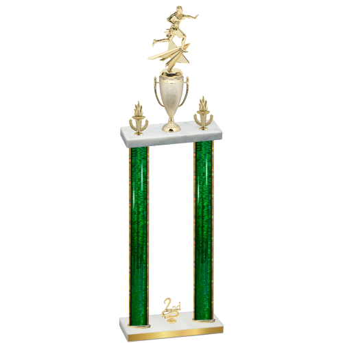 Double Green Glacier Second Place Flag Football Trophy