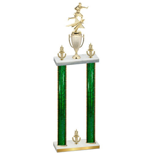 Double Green Glacier Victory Flag Football Trophy