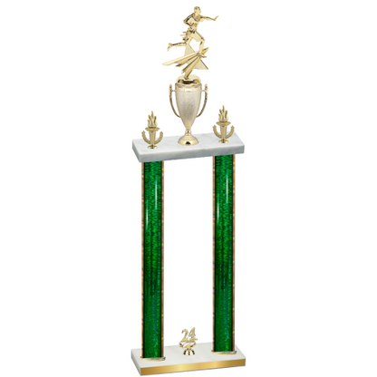 Double Green Glacier Year Flag Football Trophy