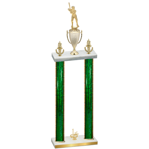 Double Green Glacier First Place Baseball Trophy
