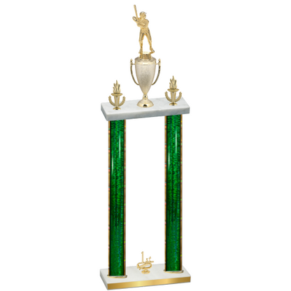 Double Green Glacier First Place Baseball Trophy