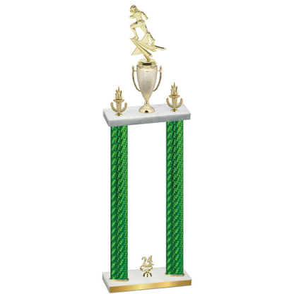 Double Green Carbon Fiber Year Football Trophy
