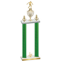 Double Green Carbon Fiber Third Place Soccer Trophy