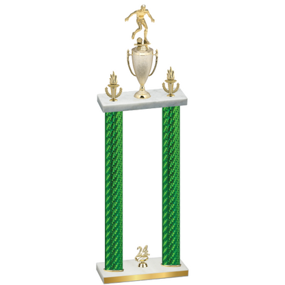 Double Green Carbon Fiber Year Soccer Trophy