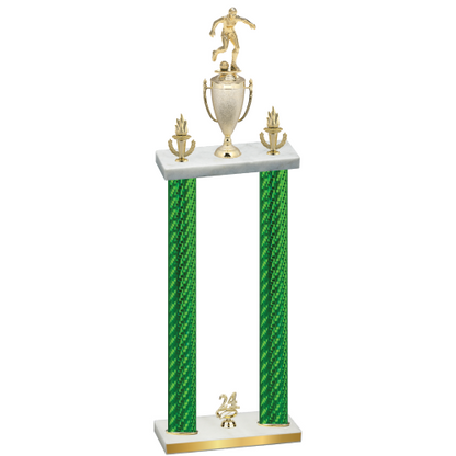 Double Green Carbon Fiber Year Soccer Trophy