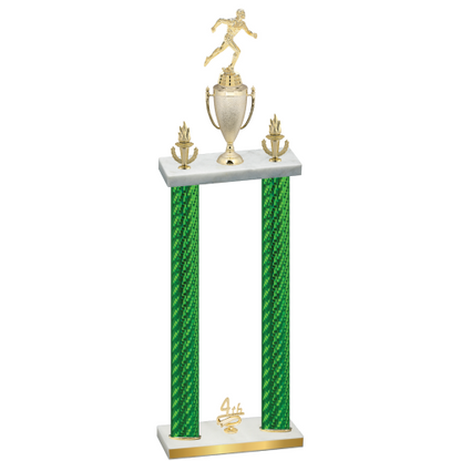 Double Green Carbon Fiber Fourth Place Running Trophy