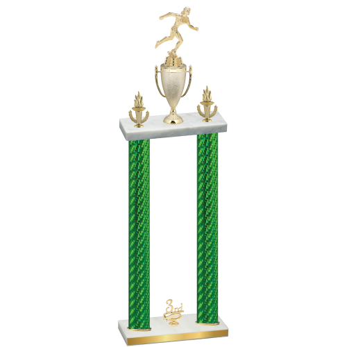 Double Green Carbon Fiber Third Place Running Trophy