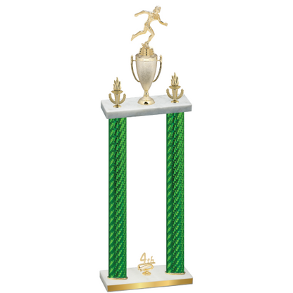 Double Green Carbon Fiber Fourth Place Running Trophy