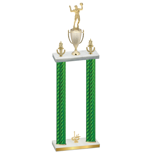 Double Green Carbon Fiber First Place Volleyball Trophy